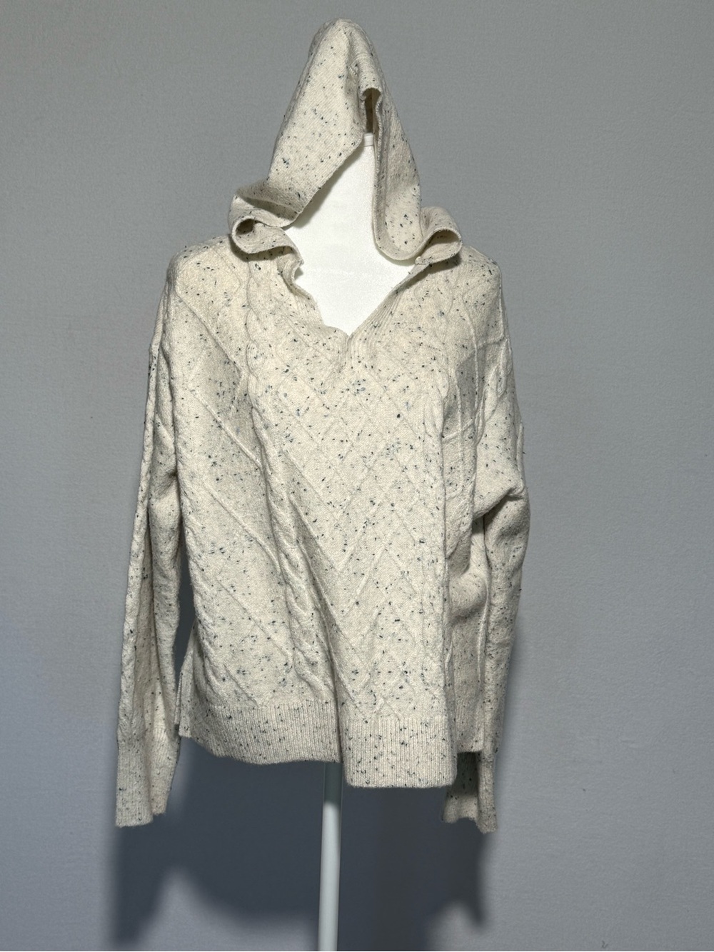 LOFT Outlet Cream Sweater with Blue and Green Speckle